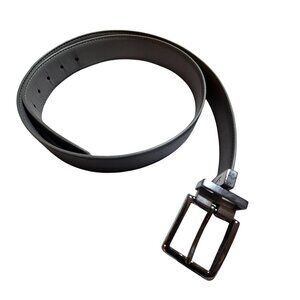 42/47 Nike Men's Reversible Black Gray Leather Belt Silver-Tone Buckle Sleek Des